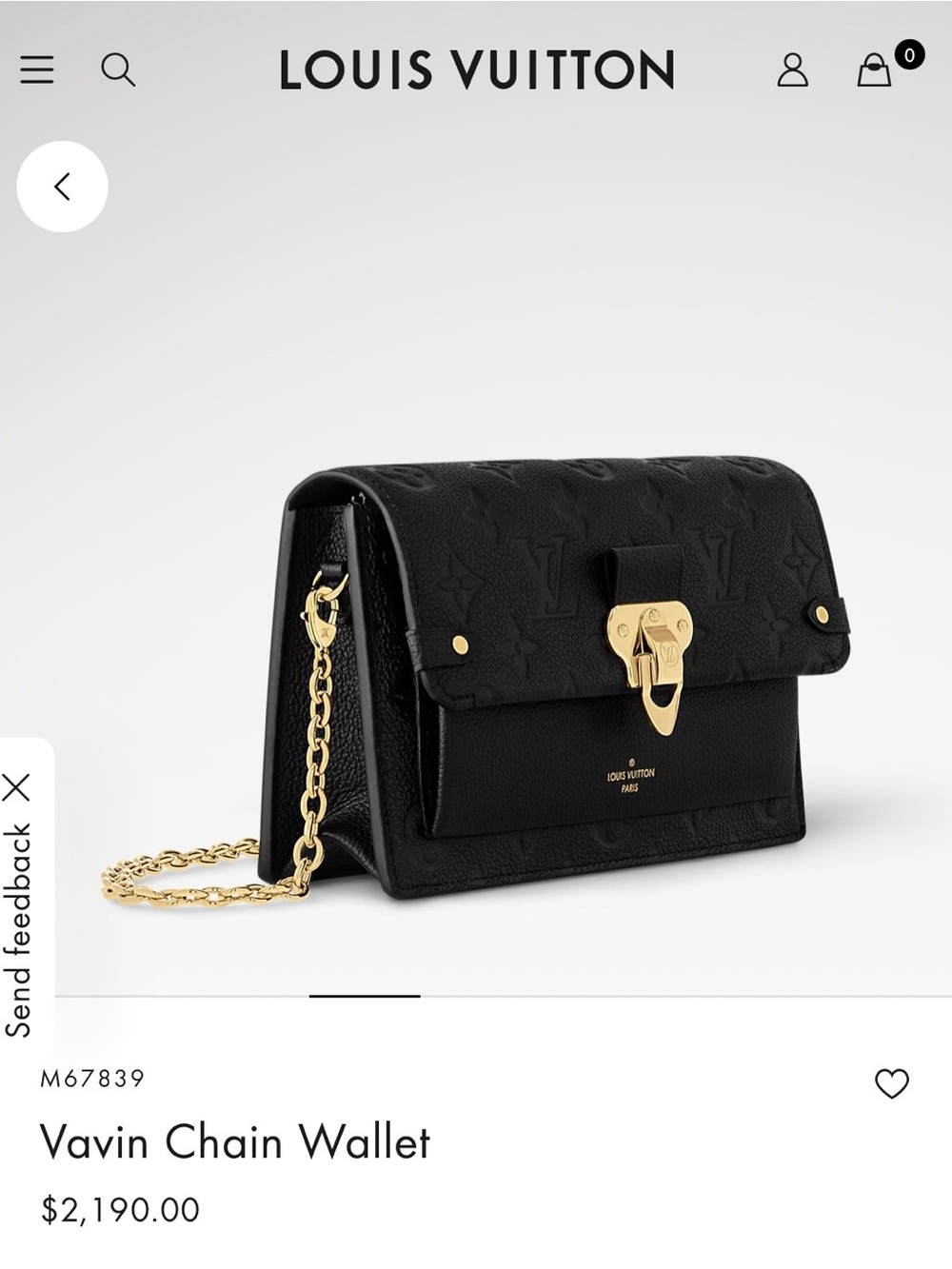 Louis Vuitton Black Leather Wallet with Gold Chain - Picture 4 of 14